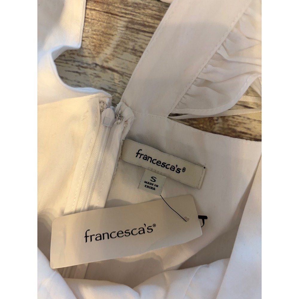 Francescas NWT Small White Ruffle Tiered Midi Dress Cottagecore Feminine  Girly - Picture 5 of 8